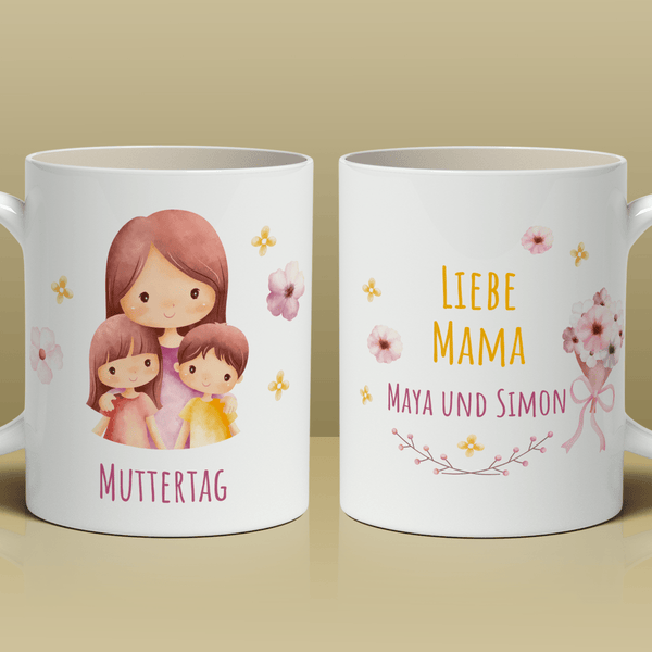 Liebe Mama - 1x bedruckte Tasse, personalisiertes Geschenk für Mama - Adamell.de