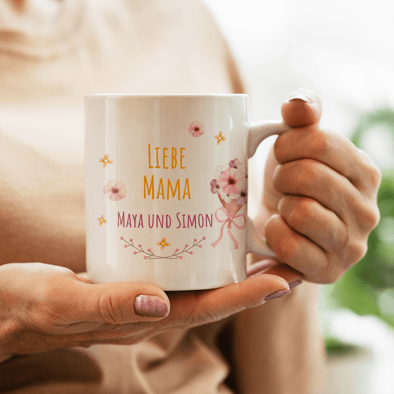 Liebe Mama - 1x bedruckte Tasse, personalisiertes Geschenk für Mama - Adamell.de