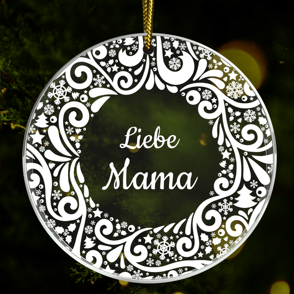 Liebe Mama Inschrift + festliche Designs - Christbaumkugel, personalisiertes Geschenk für Mutter - Adamell.de