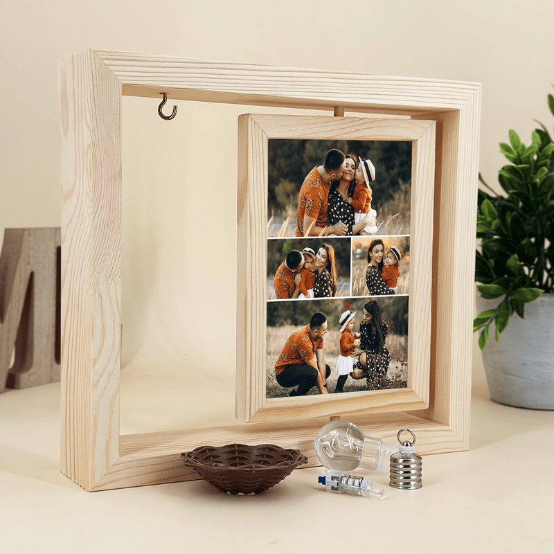 Liebe Mutter - Druck auf Glas in Holzrahmen + led, personalisiertes Geschenk für Mama - Adamell.de