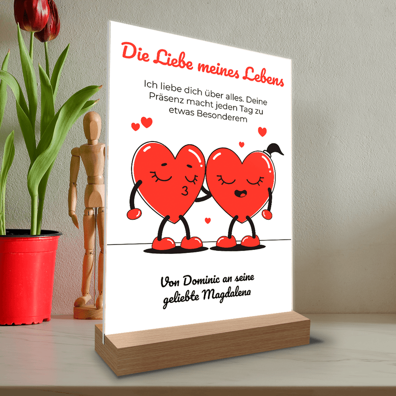 Liebe zum Leben - Druck auf Glas, personalisiertes Geschenk für ein Paar - Adamell.de