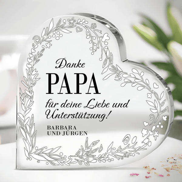 Lieber Papa - Herz aus Glas, personalisiertes Geschenk für Papa - Adamell.de