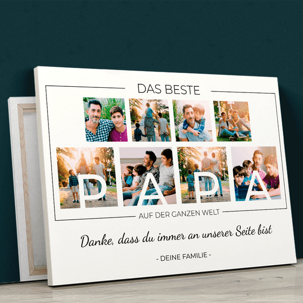 Liebevolle Papa-Collage - Druck auf Leinwand, personalisiertes Geschenk für Papa - Adamell.de