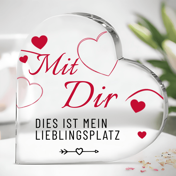 Lieblingsplatz mit dir - Herz aus Glas, personalisiertes Geschenk für sie - Adamell.de