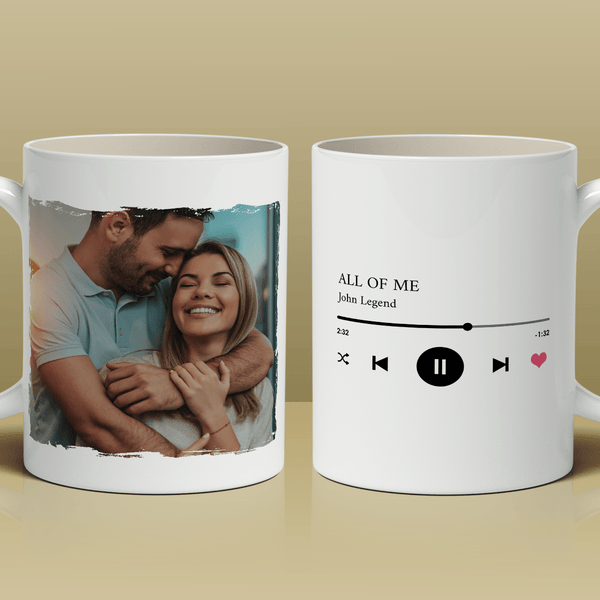 Lied und Foto - 1x Bedruckte Tasse, personalisiertes Geschenk für Paar - Adamell.de