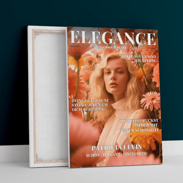 Magazin Elegance - Druck auf Leinwand, personalisiertes Geschenk für Frau - Adamell.de
