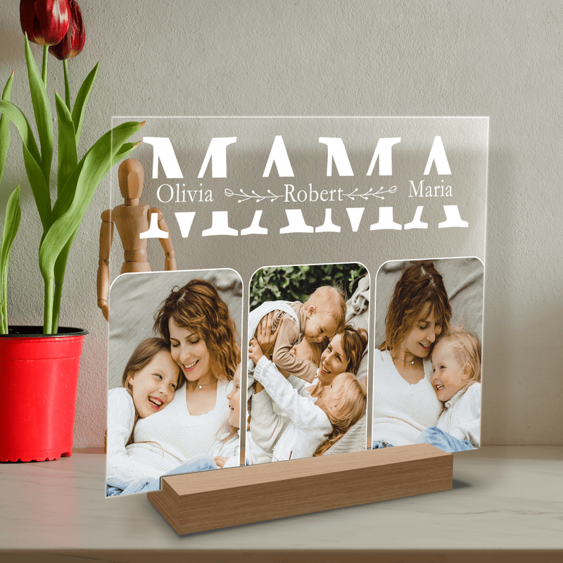 MAMA-Beschriftung + Namen und Fotos - Druck auf Glas, personalisiertes Geschenk für Mama - Adamell.de