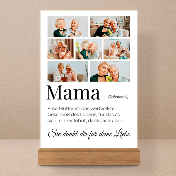 MAMA Die Bedeutung des Wortes - Druck auf Glas, personalisiertes Geschenk für Mama - Adamell.de