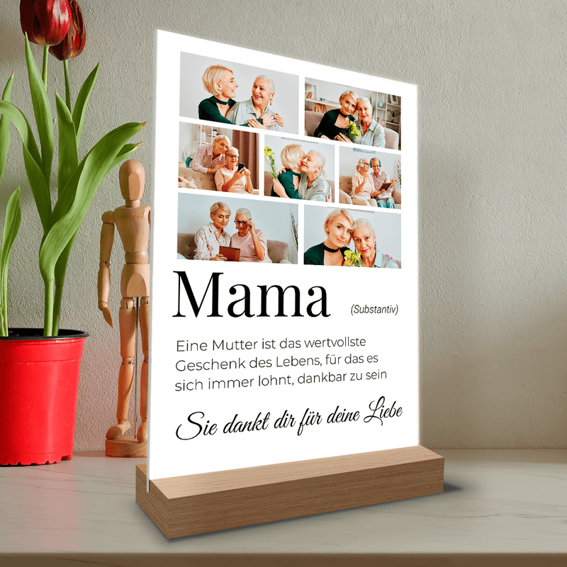 MAMA Die Bedeutung des Wortes - Druck auf Glas, personalisiertes Geschenk für Mama - Adamell.de