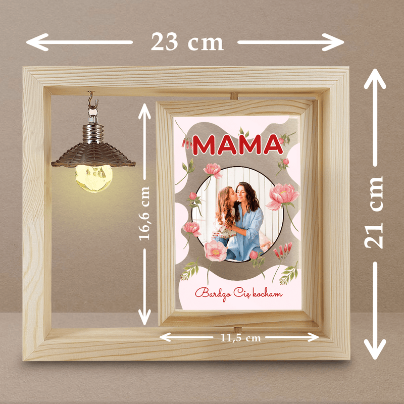 Mama, ich liebe dich - Druck auf Glas in Holzrahmen + led, personalisiertes Geschenk für Mutter - Adamell.de