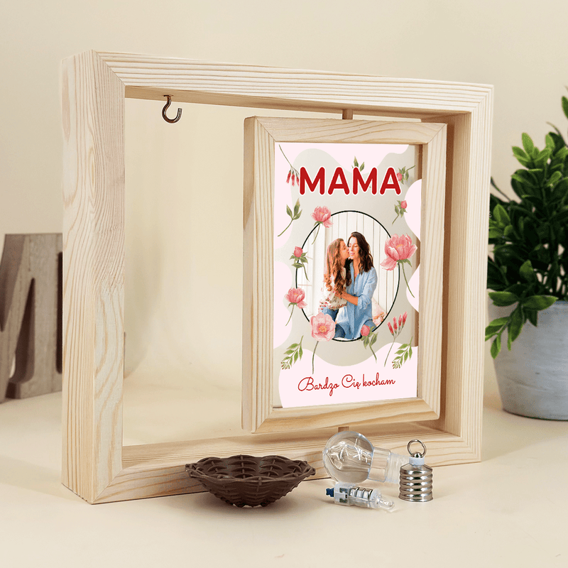 Mama, ich liebe dich - Druck auf Glas in Holzrahmen + led, personalisiertes Geschenk für Mutter - Adamell.de