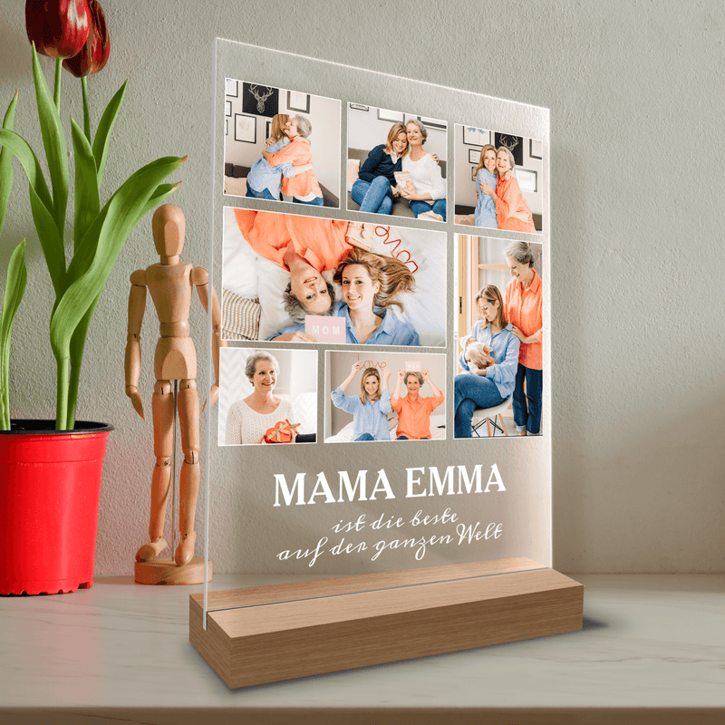Mama ist die beste auf der ganzen Welt - Druck auf Glas, personalisiertes Geschenk für Mutter - Adamell.de