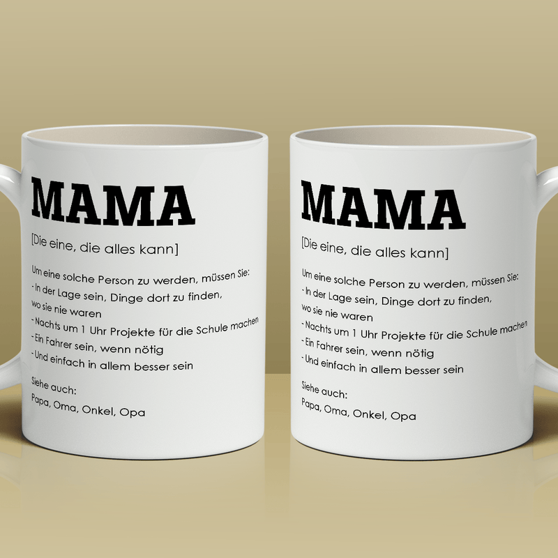 Mama kann alles machen - Bedruckte Tasse, personalisiertes Geschenk für Mama - Adamell.de