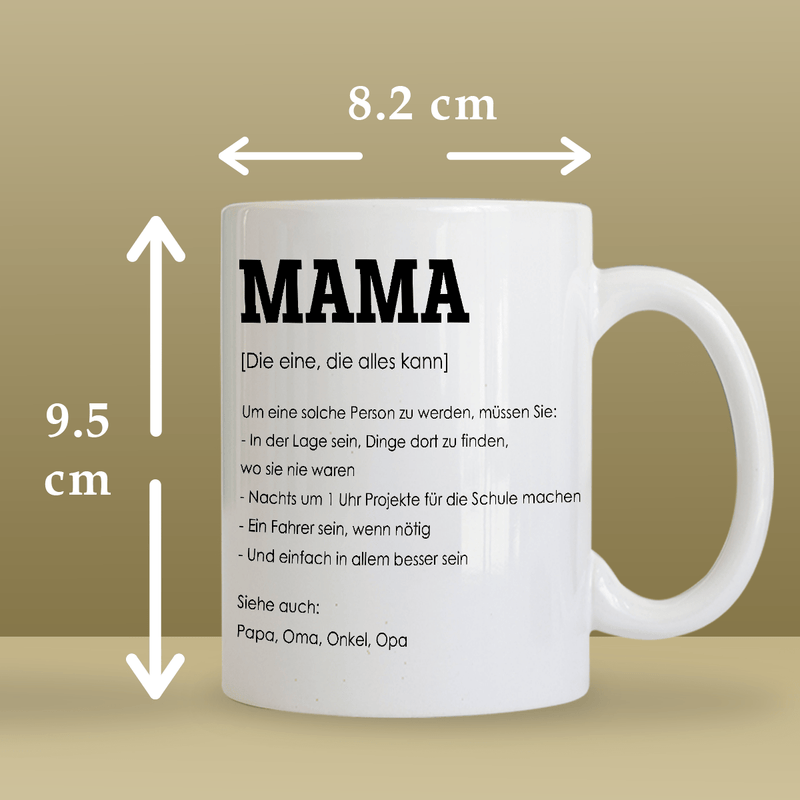 Mama kann alles machen - Bedruckte Tasse, personalisiertes Geschenk für Mama - Adamell.de