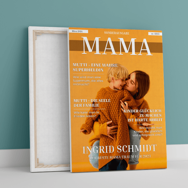 Mama-Magazin - Druck auf Leinwand, personalisiertes Geschenk für Mama - Adamell.de