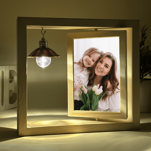 Mama und Kind - Druck auf Glas in Holzrahmen + led, personalisiertes Geschenk für Mutter - Adamell.de