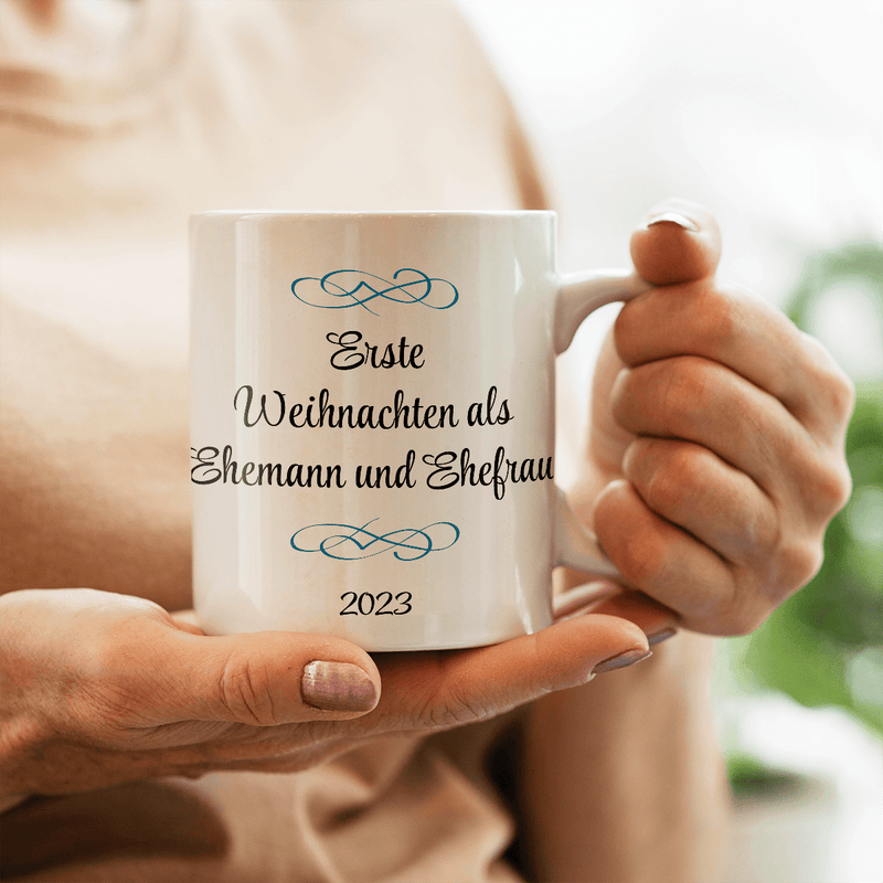 Mann und Frau zu Weihnachten - 1x Bedruckte Tasse, personalisiertes Geschenk für das Paar - Adamell.de