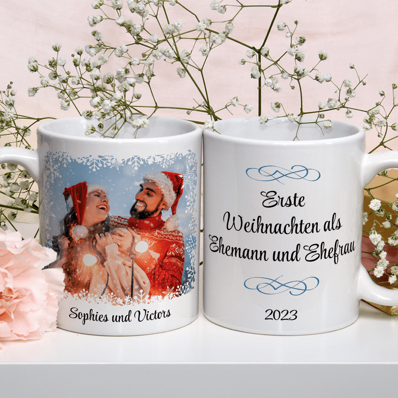 Mann und Frau zu Weihnachten - 1x Bedruckte Tasse, personalisiertes Geschenk für das Paar - Adamell.de