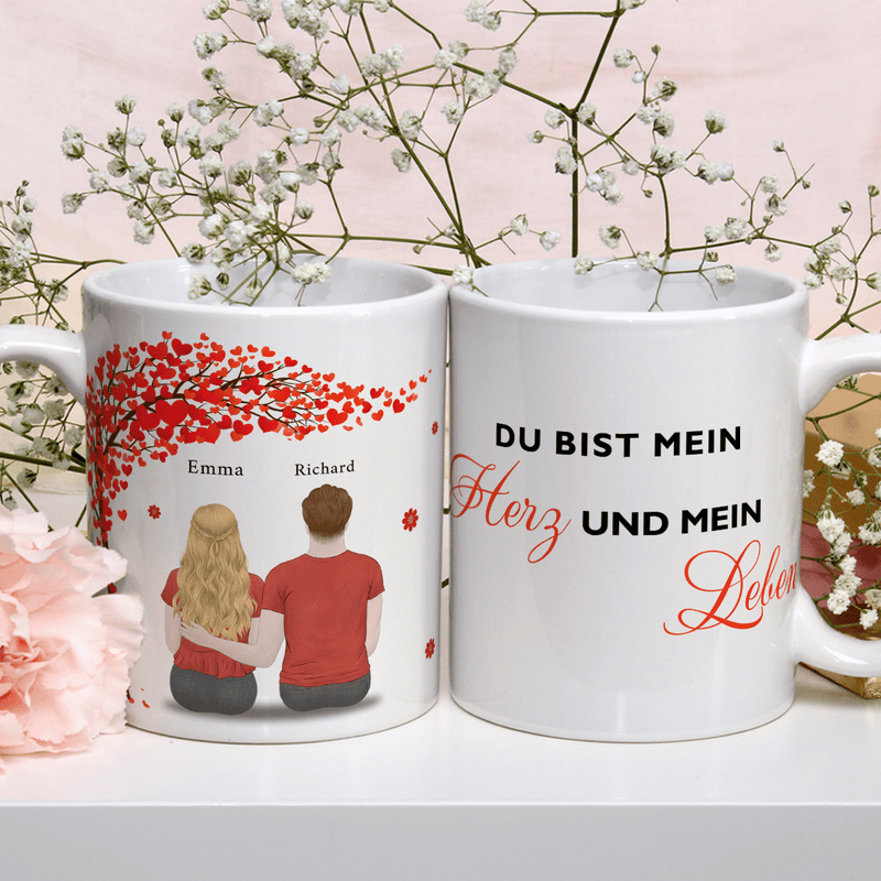 Mein Herz - 1x Bedruckte Tasse, personalisiertes Geschenk für Paar - Adamell.de