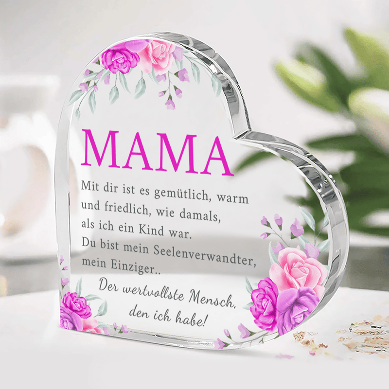 Mein Seelenverwandter - Herz aus Glas, personalisiertes Geschenk für Mama - Adamell.de