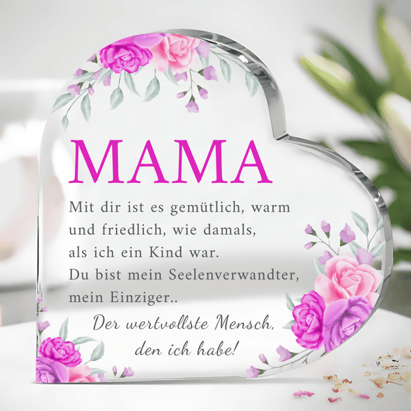 Mein Seelenverwandter - Herz aus Glas, personalisiertes Geschenk für Mama - Adamell.de