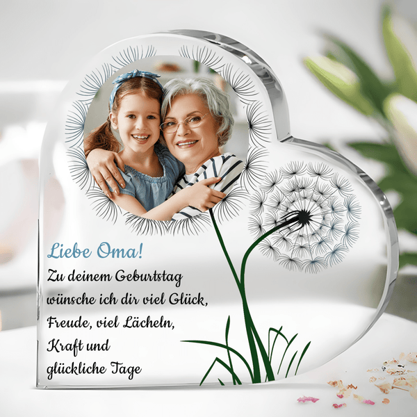 Meine geliebte Großmutter - Herz aus Glas, personalisiertes Geschenk für Oma - Adamell.de