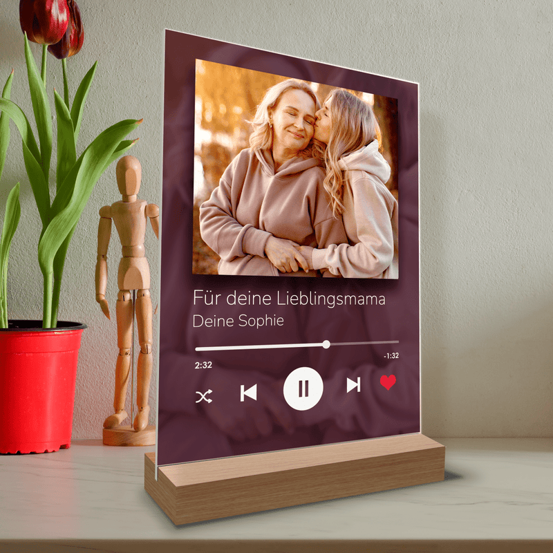 Meine Mama Spotify - Druck auf Glas, personalisiertes Geschenk für Mama - Adamell.de