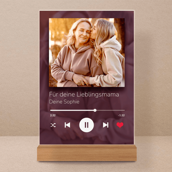 Meine Mama Spotify - Druck auf Glas, personalisiertes Geschenk für Mama - Adamell.de