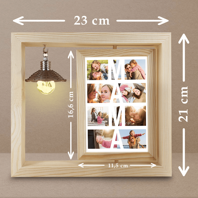 Meine Mutter - Druck auf Glas in Holzrahmen + led, personalisiertes Geschenk für Mama - Adamell.de