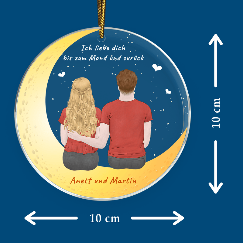 Mond und Paar - Christbaumkugel, personalisiertes Geschenk für Freundin - Adamell.de