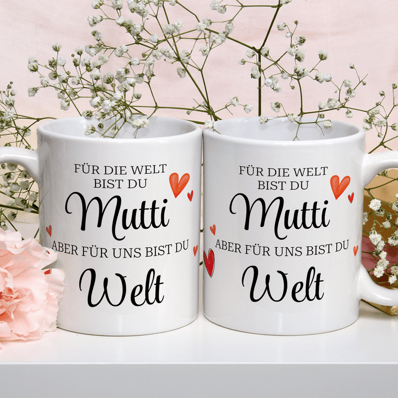 Mutter, meine ganze Welt - 1x bedruckte Tasse, personalisiertes Geschenk für Mutter - Adamell.de