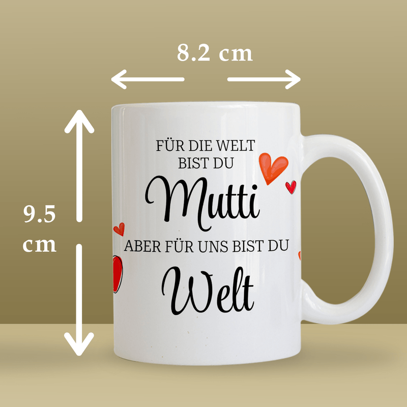 Mutter, meine ganze Welt - 1x bedruckte Tasse, personalisiertes Geschenk für Mutter - Adamell.de