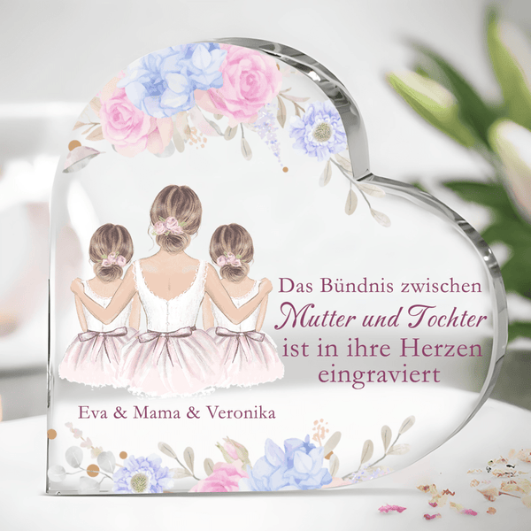 Mutter-Tochter-Bindung - Herz aus Glas, personalisiertes Geschenk für Mama - Adamell.de