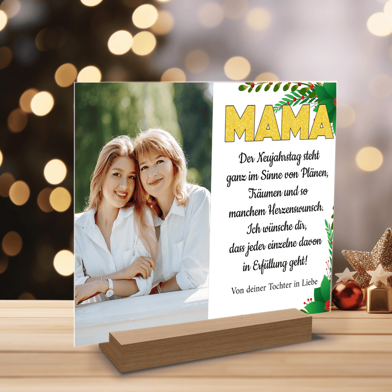 Neujahrsgrüße - Druck auf Glas, personalisiertes Geschenk für Mama - Adamell.de