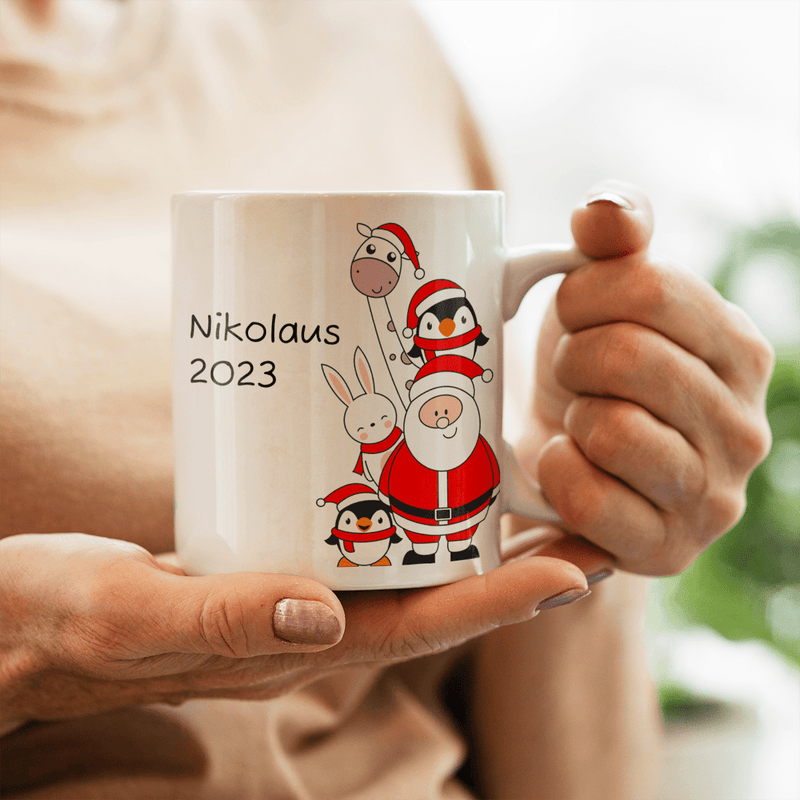 Nikolaus Grafiken - 1x Bedruckte Tasse, personalisiertes Geschenk für Schwester - Adamell.de