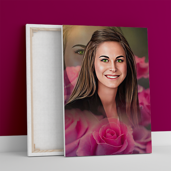 Blumenporträt alleinstehende Person - Bild auf Leinwand, personalisiertes Geschenk