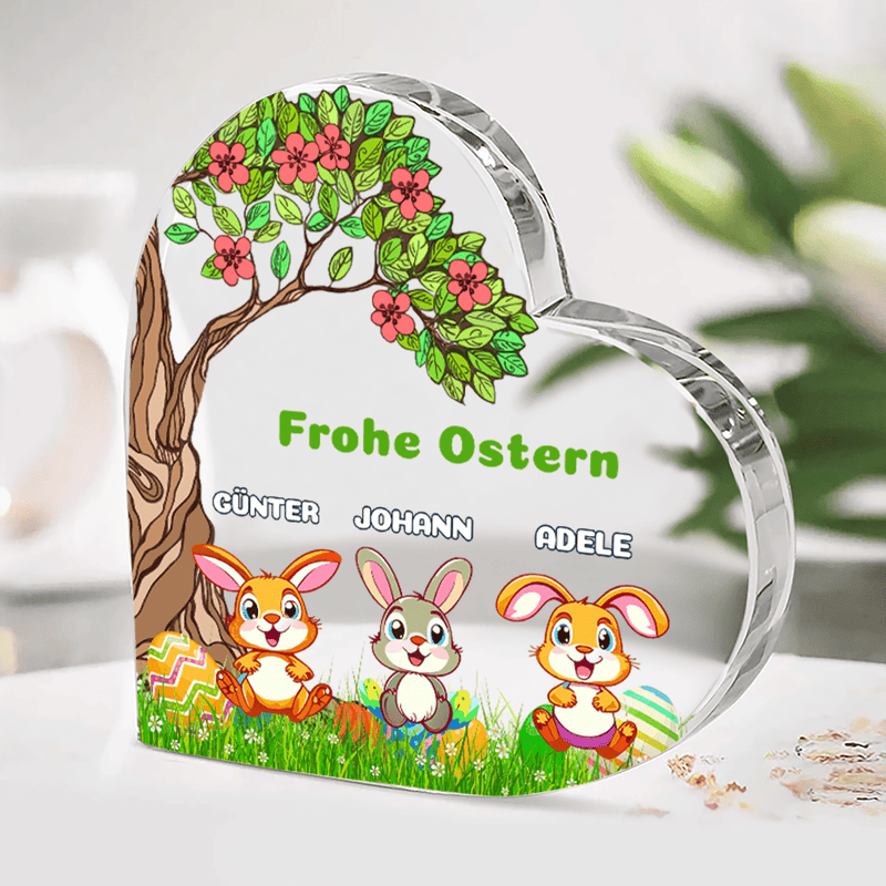 Osterhasen mit Namen - Herz aus Glas, personalisiertes Geschenk zu Ostern - Adamell.de