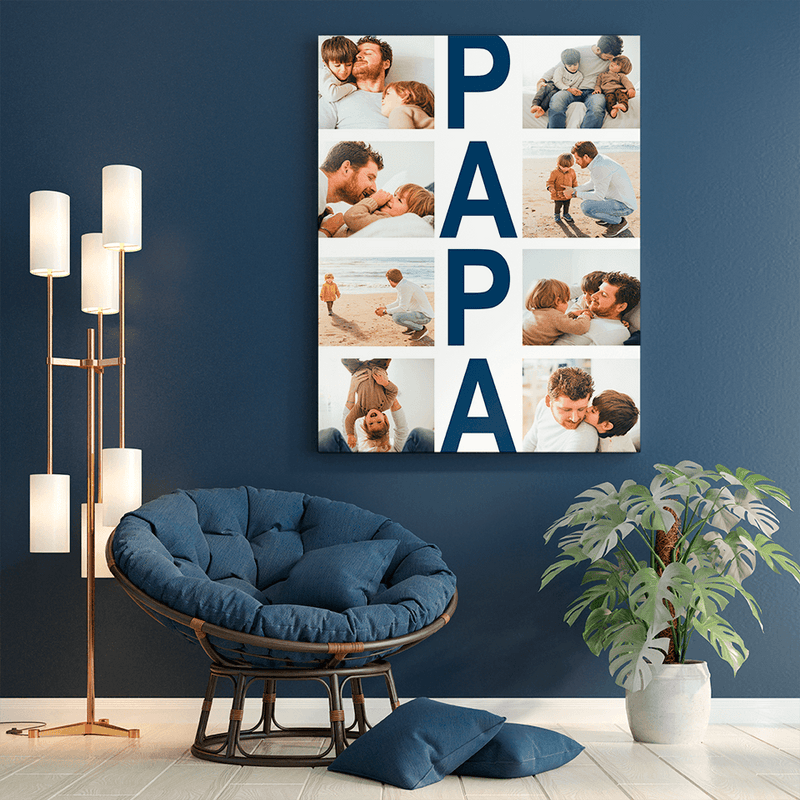PAPA Fotocollage - Druck auf Leinwand, personalisiertes Geschenk für Papa - Adamell.de