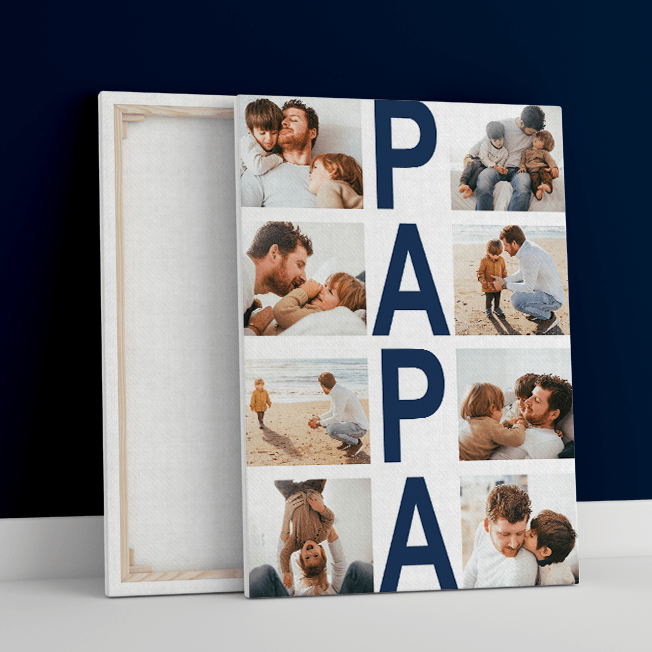 PAPA Fotocollage - Druck auf Leinwand, personalisiertes Geschenk für Papa - Adamell.de