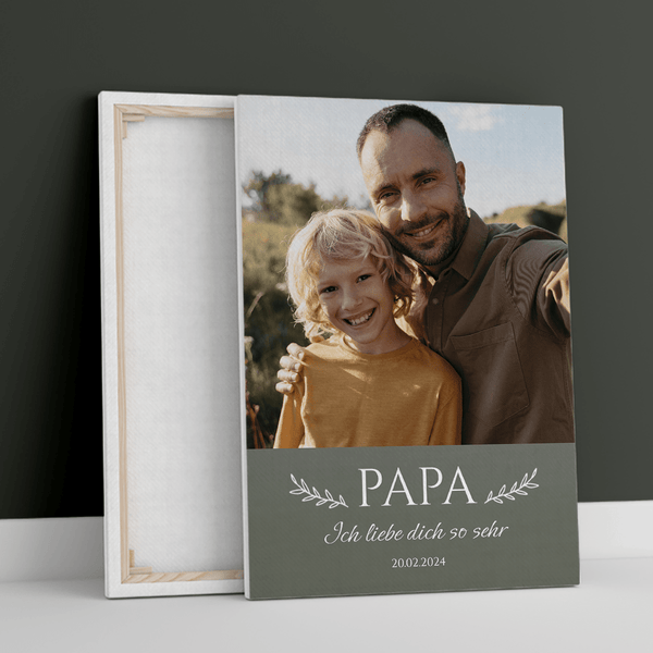 Papa, ich liebe dich sehr - Druck auf Leinwand, personalisiertes Geschenk für Papa - Adamell.de