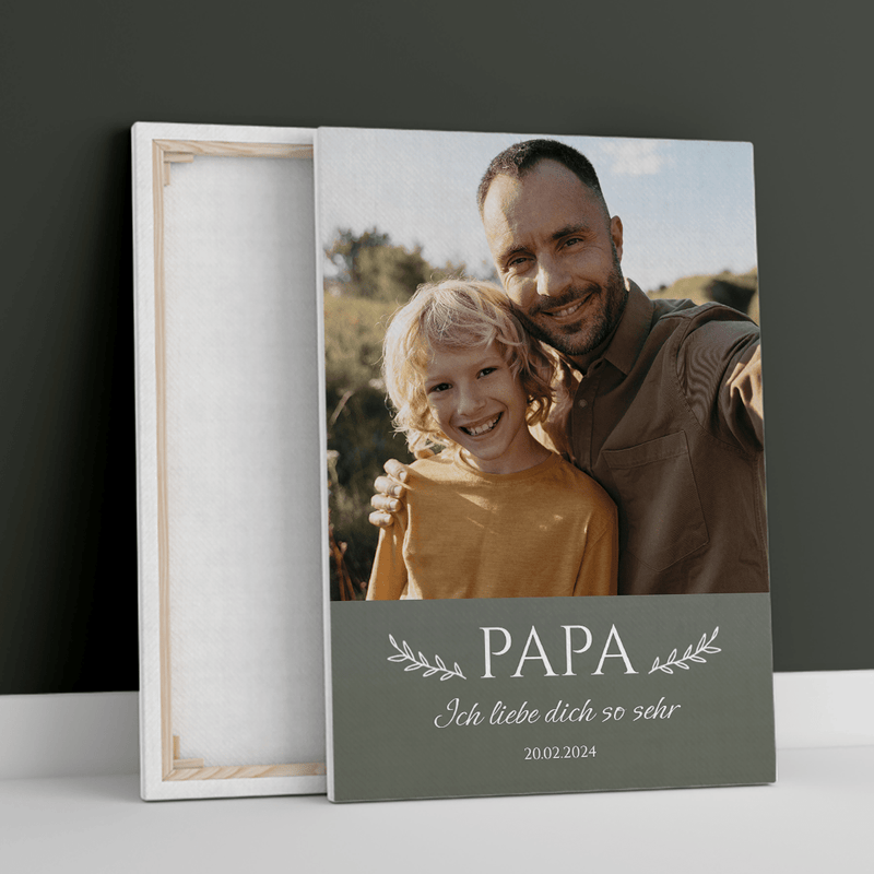 Papa, ich liebe dich sehr - Druck auf Leinwand, personalisiertes Geschenk für Papa - Adamell.de