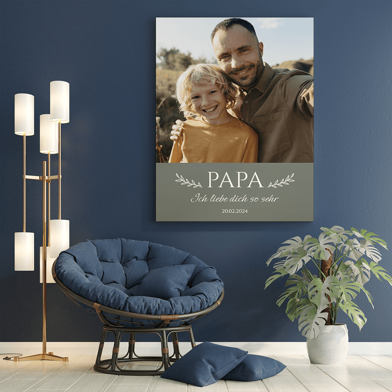 Papa, ich liebe dich sehr - Druck auf Leinwand, personalisiertes Geschenk für Papa - Adamell.de