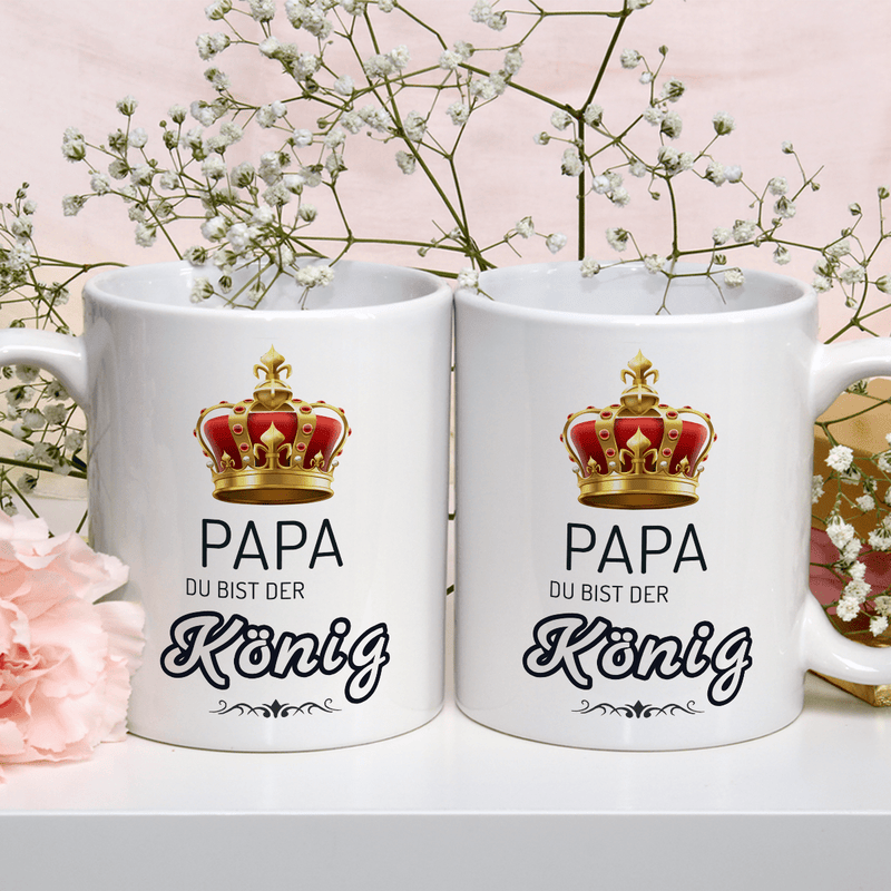 Papa König - 1x Bedruckte Tasse, personalisiertes Geschenk für Papa - Adamell.de