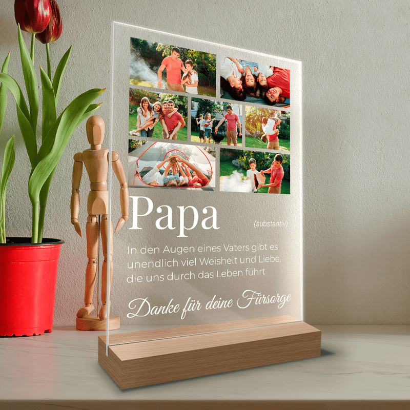 Papa substantiv - Druck auf Glas, personalisiertes Geschenk für Papa - Adamell.de