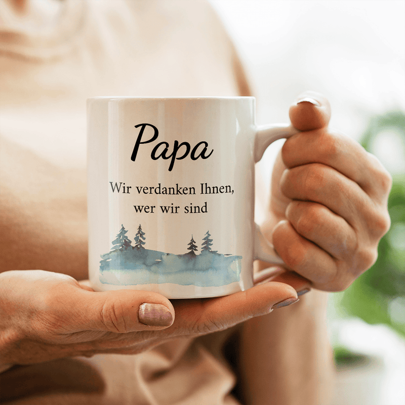 Papa, Vielen Dank - 1x Bedruckte Tasse, personalisiertes Geschenk für Papa - Adamell.de