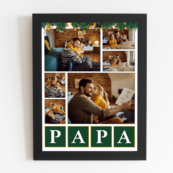 PAPA Weihnachtscollage - Druck auf Glas, personalisiertes Geschenk für Papa - Adamell.de