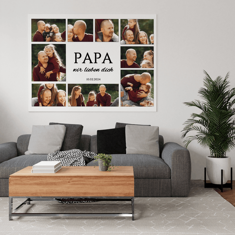 Papa, wir lieben dich - Druck auf Leinwand, personalisiertes Geschenk für Papa - Adamell.de