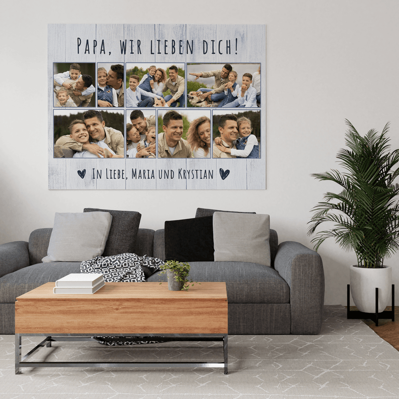 Papa, wir lieben dich - Druck auf Leinwand, personalisiertes Geschenk für Papa - Adamell.de