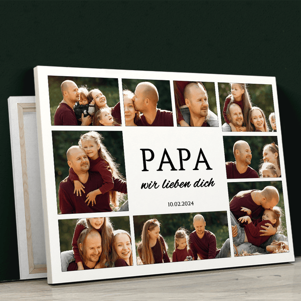 Papa, wir lieben dich - Druck auf Leinwand, personalisiertes Geschenk für Papa - Adamell.de