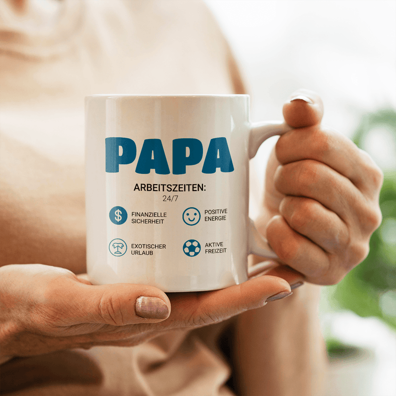 Papas Vorteile - 1x bedruckte Tasse, personalisiertes Geschenk für Papa - Adamell.de